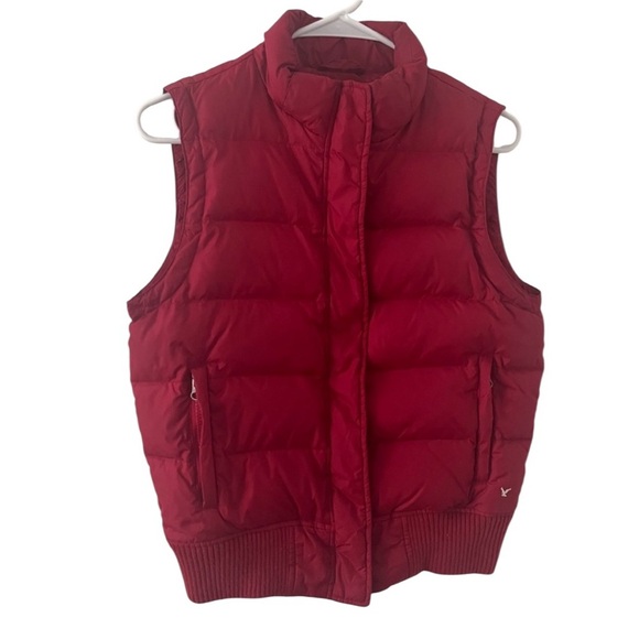 American Eagle Red Puffer Vest Women’s Small - Picture 1 of 16